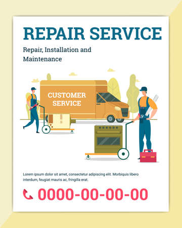Repair Customer Service Banner, Promo Ad Flyer.のイラスト素材