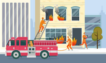 Extinguishing High-rise Building and Saving Life.のイラスト素材