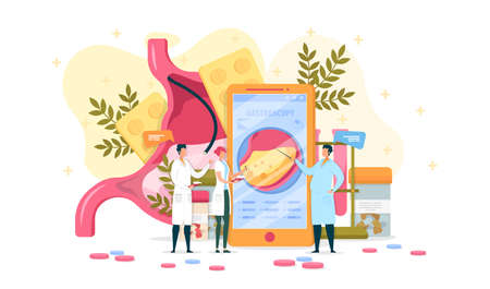 Stomach Gastroscopy, Doctors Discuss Condition.のイラスト素材