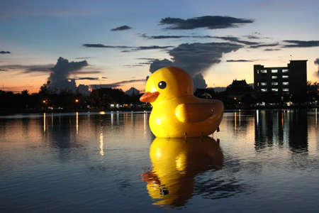 Yellow Giant Duck at Udon-Thani in Thailand.の写真素材