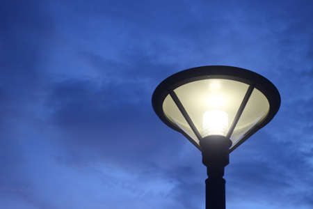 Lantern electric lamp  in the evening.