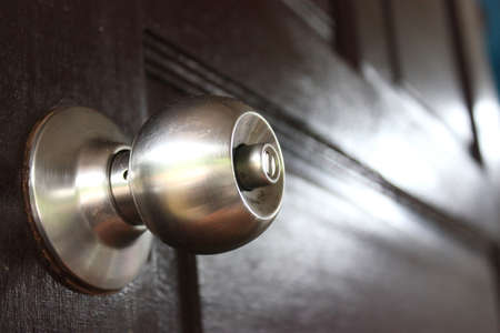 door knob made of steel .の写真素材