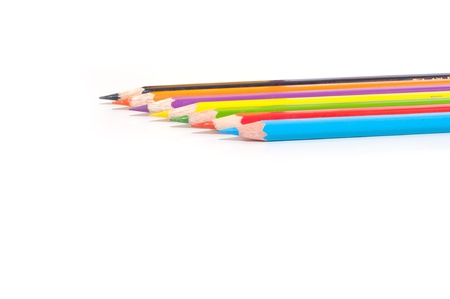 Colorful rainbow of pencil crayons or back to school imageの写真素材
