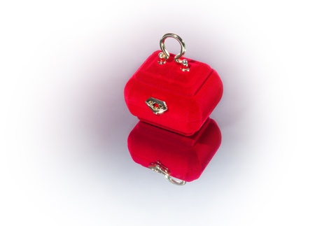 red velvety casket for jewels on the mirrorの写真素材