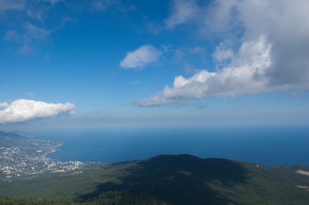 View of the resort of Yalta from height of birdの写真素材