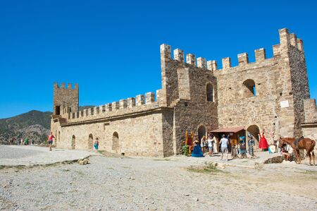 Ukraine, the Crimea, the Pike perch - on September 10 2012 - the Sudaksky fortress and the tourists walking in its territoryのeditorial素材