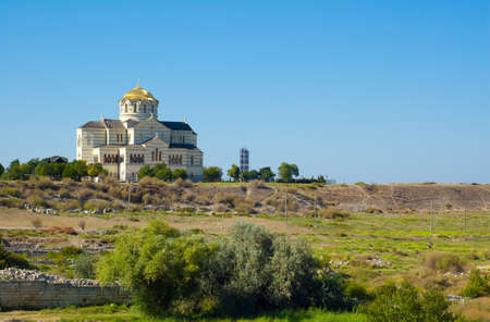 The Vladimir cathedral in the old city of Chersonese on territories of Sevastopol, the Crimea, Ukraineの写真素材