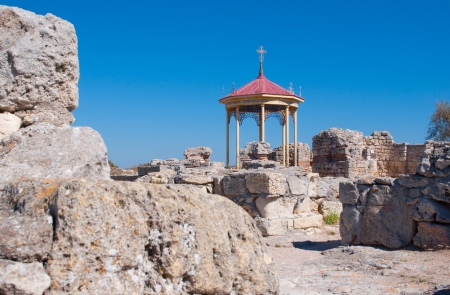 Baptistery of the VI-X centuries in ruins of old Chersonese, Sevastopol, the Crimea, Ukraineのeditorial素材