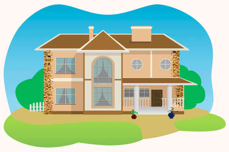 Stylish cottage with large windowsのイラスト素材