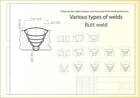 Drawing various types of welding connectionsのイラスト素材