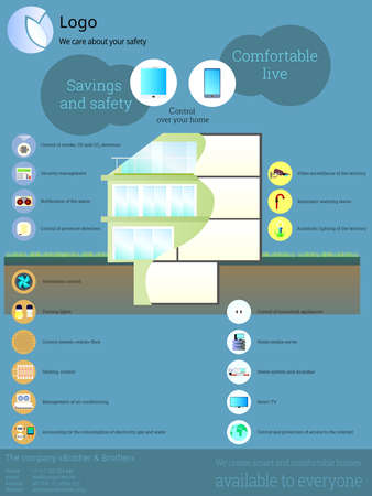Modern house with modern equipment, sensors and electronicsのイラスト素材