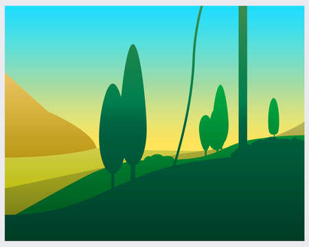 Figure woods before dawn / View of the nature before dawnのイラスト素材