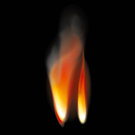 Bright flame tongues with smoke. Transparent.のイラスト素材