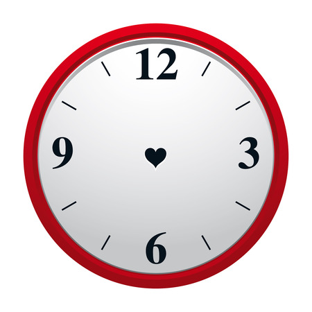 Clock with heart shaped hole in dial plate and with no minute and hourhand. Eternity of true love symbol. のイラスト素材