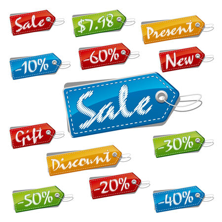 Discount, Sale and Price Stitched Labels. Vector Illustration (EPS v.8.0)のイラスト素材