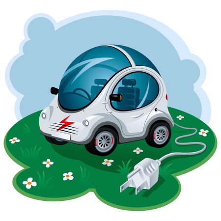Green Energy Car. Vector Illustrationのイラスト素材