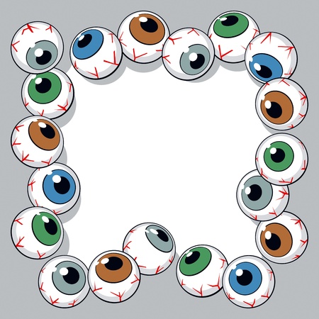 Eyeballs frame on white background. Vector Illustrationのイラスト素材
