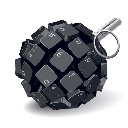 Black keyboard grenade on white background illustrationのイラスト素材