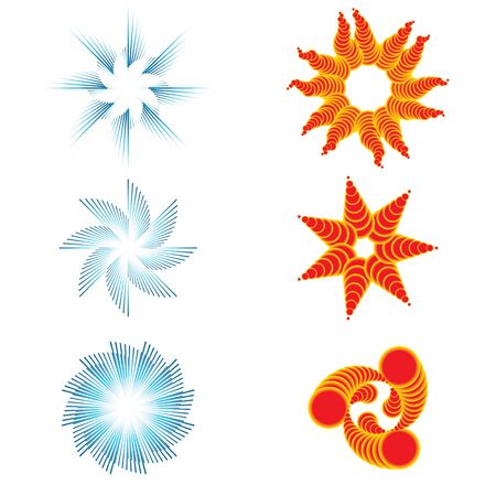 Set of six day and night symbols for logotype  Vector illustrationのイラスト素材