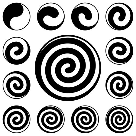 Logo Template. Set of Spiral, Yin Yang and Circle Logo Templates. Vector Illustrationのイラスト素材