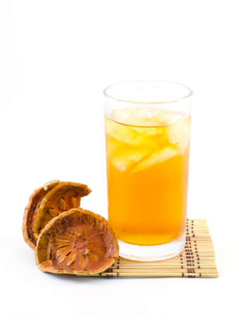 Bael ice Tea, healthy drink isolate on whiteの写真素材