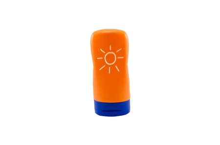 Bottle sunblock cream isolated on white background