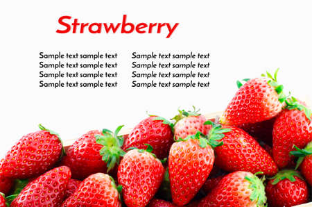 Strawberries Border isolate on white with work path and sample textの写真素材