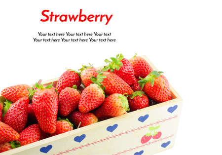 Strawberries Border isolate on white with work path and sample textの写真素材