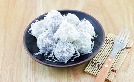 Thai dessert  Coconut balls. Flour with coconut and sugarの写真素材