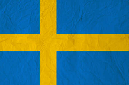 Flag of the Sweden with vintage old paperの写真素材