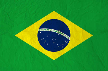 Flag of the Brazil with vintage old paper  Coat of arms of Mexicoの写真素材