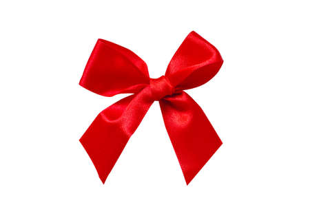 Red ribbon bow isolate on white background with clipping path