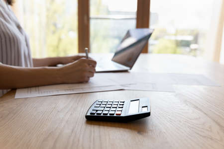Accountant work, bookkeeping job, financial calculations, finances management, workflow concept....