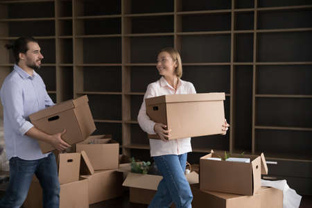 Millennial couple start living together, moves into modern apartment brings their belongings packed...