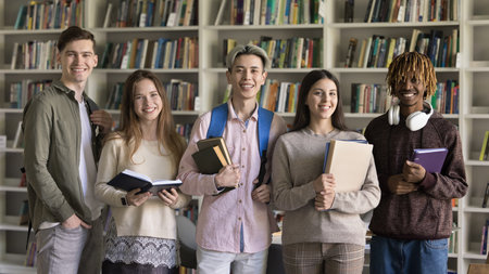 Education without borders. Group portrait happy successful diverse multiracial young people...