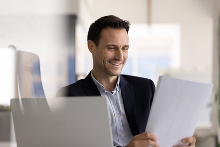 Promotion advancement notification, professional achievements and good business news. Businessman...