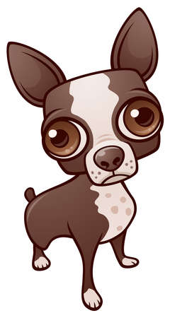 Vector cartoon illustration of a cute Boston Terrier puppy dog or chihuahua.のイラスト素材
