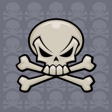 Skull and crossbones vector illustration. Might look nice on a pirate flag or a bottle of poison.のイラスト素材
