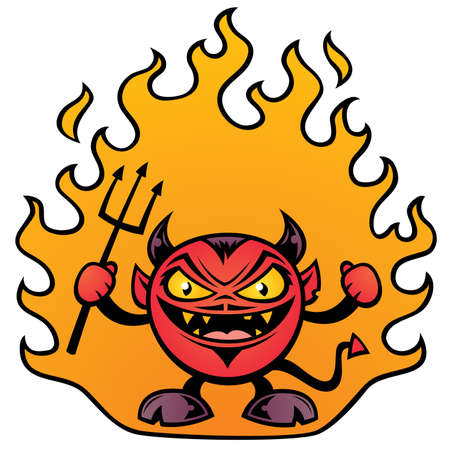  Vector illustration of a fat little devil character.のイラスト素材