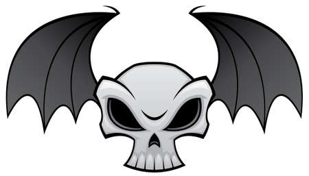  Vector illustration of an angry skull with bat wings. Great for Halloween decorations.のイラスト素材