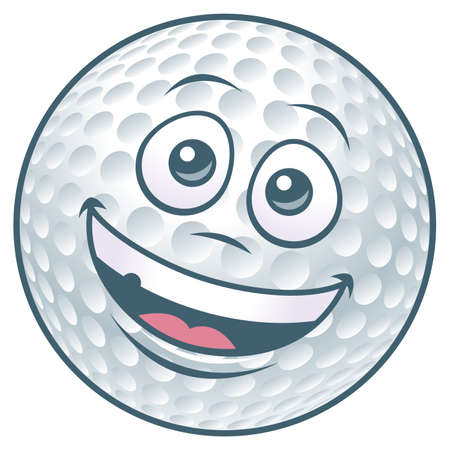 Vector illustration of a cartoon golf ball character.のイラスト素材