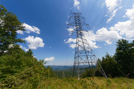 power lines running through the smoky mountains