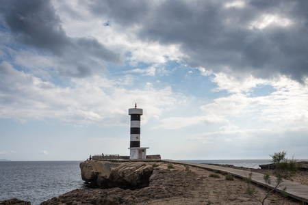 Mallorca, Spain; March 18, 2018: Lighthouse of Colonia de San Jordiのeditorial素材