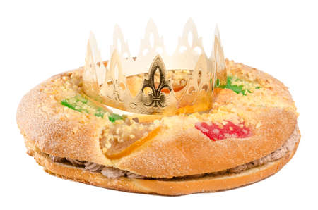 Roscon kings isolated on white background, typical cake from Spainの写真素材