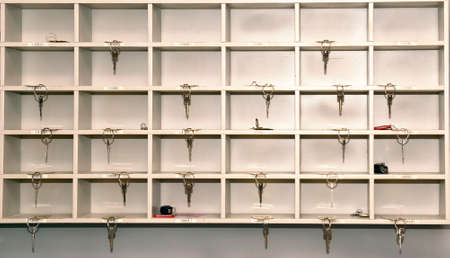 Cabinet to leave the keys to a hotelの写真素材
