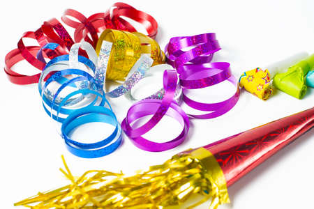 Item for party, colorful serpentine and blowers