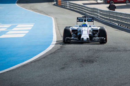 Jerez de la Frontera, Andalusia, Spain, 04 February, 2015: Felipe Massa, pilot of the team Williams in test Formula 1 in Circuito de Jerez.のeditorial素材