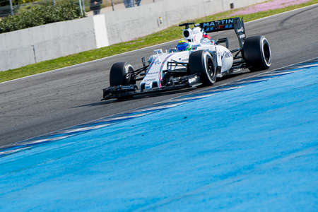 Jerez de la Frontera, Andalusia, Spain, 04 February, 2015: Felipe Massa, pilot of the team Williams in test Formula 1 in Circuito de Jerez.のeditorial素材