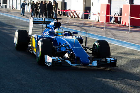 JEREZ DE LA FRONTERA, SPAIN - FEBRUARY 01:  Marcus Ericsson, pilot of the team Sauber in test...