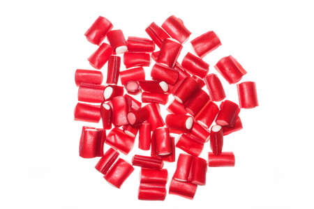 Group of red licorice in white backgroundの写真素材